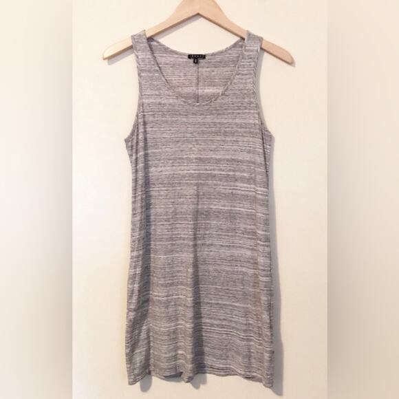 Theory Gallabrate Gray Stripe Lightweight Cotton knit Sleeveless Tank Dress M - Picture 2 of 11